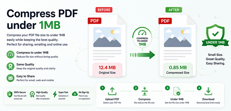 Compress PDF under 1MB – free online tool with DonePDF