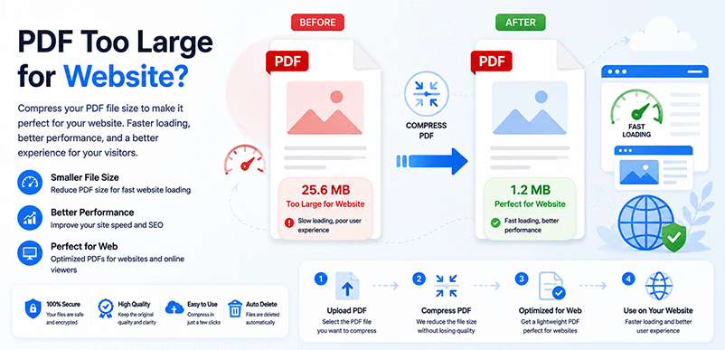 PDF too large for website – compress PDF online free with DonePDF
