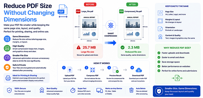 Reduce PDF size without changing dimensions – compress PDF online free with DonePDF